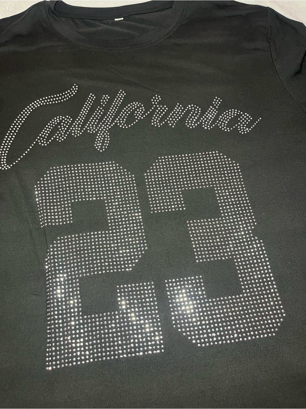 Girls Black 'California 23' Rhinestone Tee